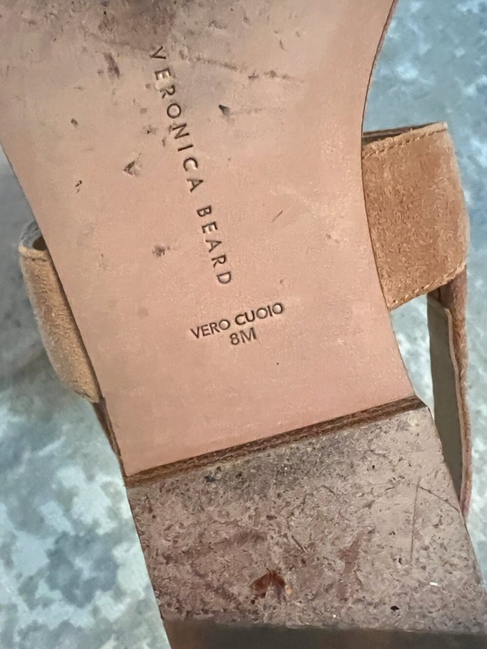Veronica Beard Suede Double Buckle Slingback Sandals Taupe Size 8 - Picture 6 of 6